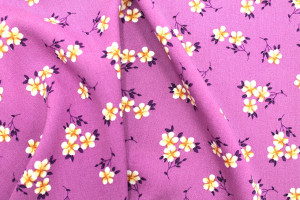 Tissu Popeline Viscose Imprimé Fleur Blossom Violet -Au Mètre 2