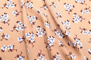 Tissu Popeline Viscose Imprimé Fleur Blossom Beige -Au Mètre 2