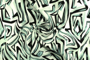 Tissu Popeline Viscose Imprimé Tagg Vert -Au Mètre
