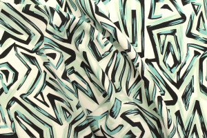Tissu Popeline Viscose Imprimé Tagg Vert -Au Mètre 2