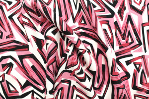 Tissu Popeline Viscose Imprimé Tagg Rose -Au Mètre 2