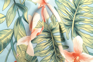 Tissu Popeline Viscose Imprimé Fleur Casa Ciel -Au Mètre 2