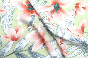 Tissu Popeline Viscose Imprimé Fleur Casa Beige -Au Mètre 2