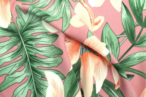 Tissu Popeline Viscose Imprimé Fleur Casa Rose -Au Mètre 2