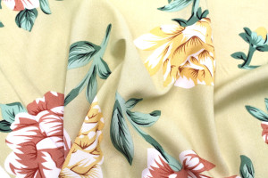 Tissu Popeline Viscose Imprimé Fleur Thérésa Beige -Au Mètre 2