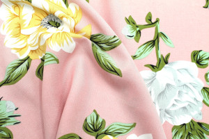 Tissu Popeline Viscose Imprimé Fleur Thérésa Rose -Au Mètre 2