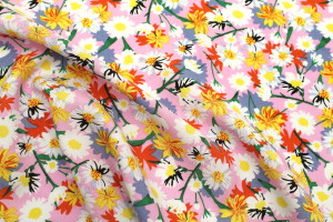 Tissu Popeline Viscose Imprimé Fleur Thalia Rose -Au Mètre 2