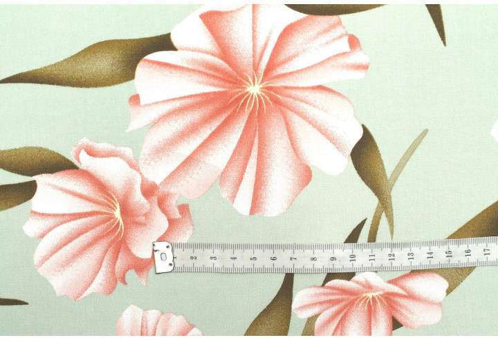 Tissu Popeline Viscose Imprimé Fleur Calenda Pistache -Au Mètre