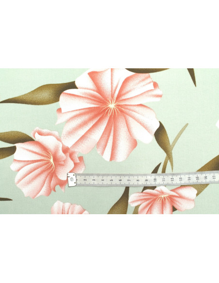 Tissu Popeline Viscose Imprimé Fleur Calenda Pistache -Au Mètre
