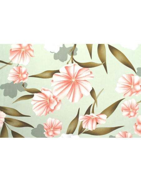 Tissu Popeline Viscose Imprimé Fleur Calenda Pistache -Au Mètre