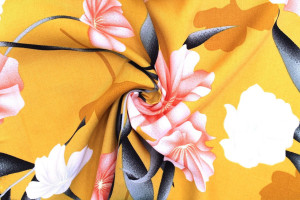 Tissu Popeline Viscose Imprimé Fleur Calenda Safran -Au Mètre