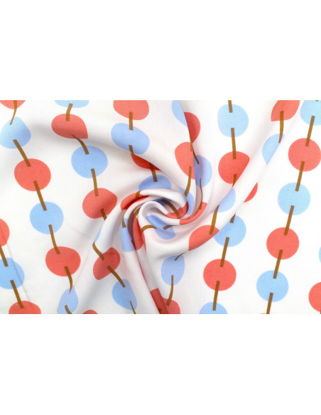 Tissu Popeline Viscose Imprimé Maillons Bleu et Rose -Au Mètre
