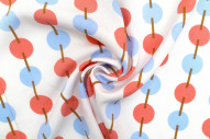 Tissu Popeline Viscose Imprimé Maillons Bleu et Rose -Au Mètre