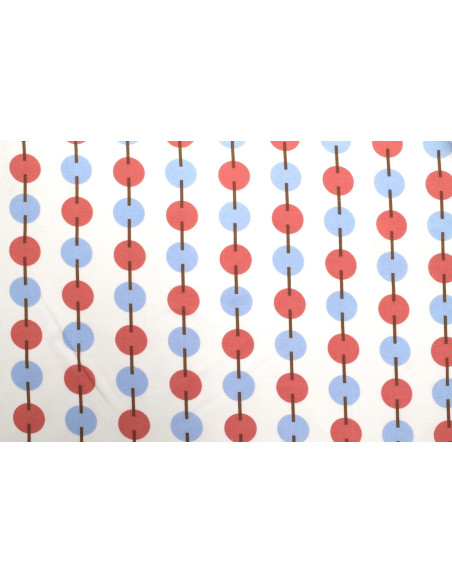 Tissu Popeline Viscose Imprimé Maillons Bleu et Rose -Au Mètre