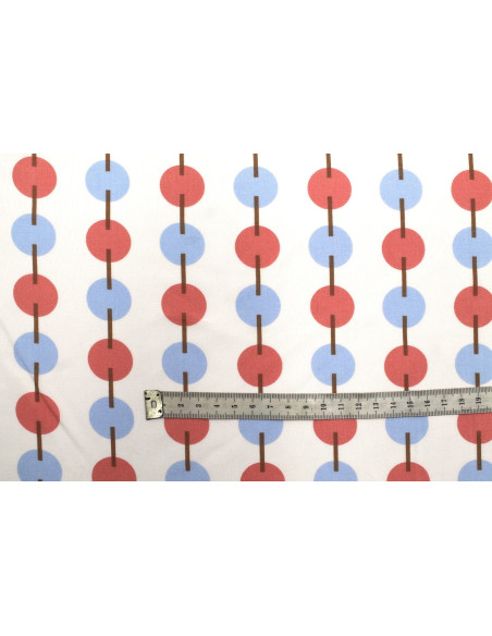 Tissu Popeline Viscose Imprimé Maillons Bleu et Rose -Au Mètre