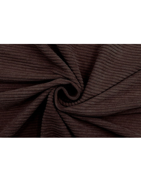 Tissu Velours Maille Côtelé Marron Foncé -Au Mètre