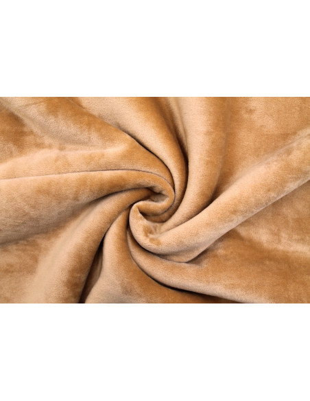 Tissu Velours Ras Camel envers Sherpa Blanc -Au Mètre