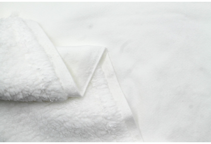 Tissu Velours Ras Écru envers Sherpa Blanc -Au Mètre