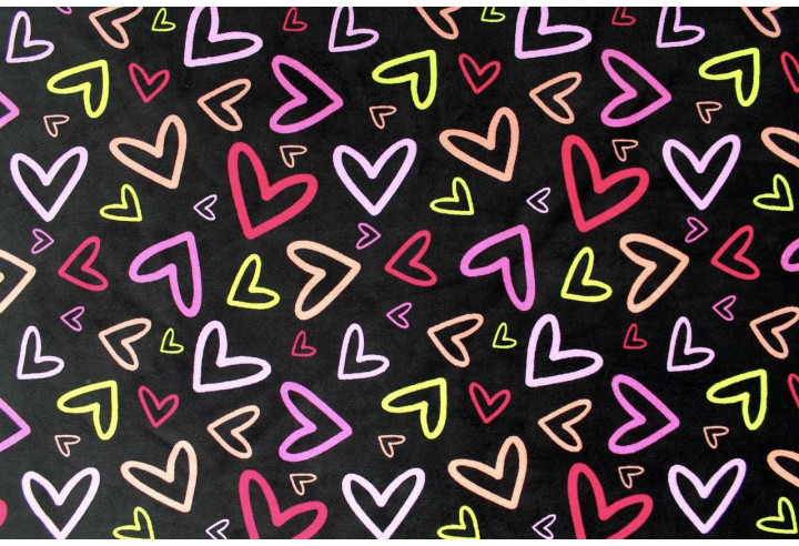 Tissu Velours Ras Love Noir envers Sherpa Blanc -Au Mètre