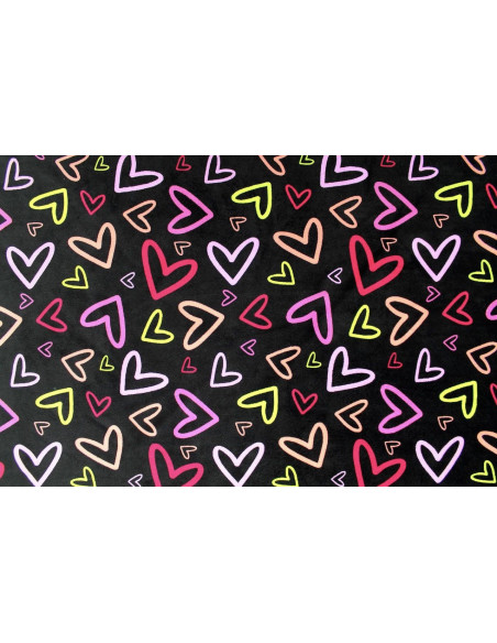 Tissu Velours Ras Love Noir envers Sherpa Blanc -Au Mètre