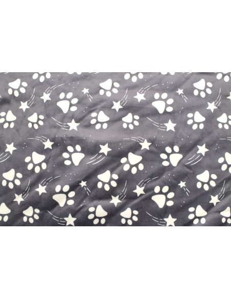 Tissu Velours Ras Papattes Gris envers Sherpa Blanc -Au Mètre