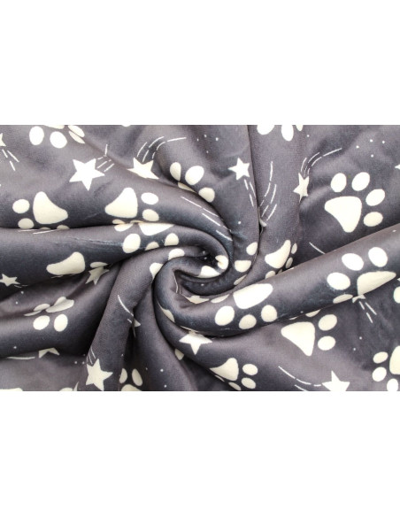 Tissu Velours Ras Papattes Gris envers Sherpa Blanc -Au Mètre