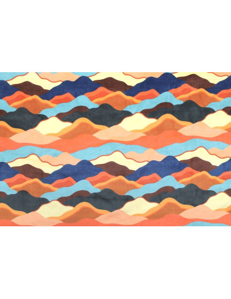 Tissu Velours Ras Montagnes Multicolor envers Sherpa Blanc -Au Mètre