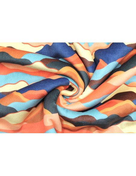Tissu Velours Ras Montagnes Multicolor envers Sherpa Blanc -Au Mètre