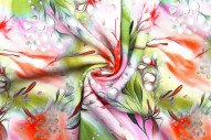 Tissu Gabardine Viscose Imprimé Fleur Busqua Rouge -Au Mètre
