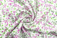 Tissu Gabardine Viscose Imprimé Petites Fleurs Vert -Au Mètre