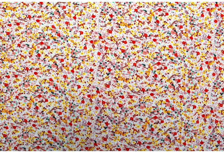 Tissu Gabardine Viscose Imprimé Petites Fleurs Orange -Au Mètre