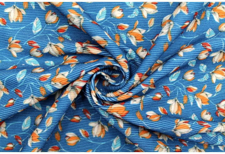 Tissu Velours Côtelé Fleur Magnolia Canard -Au Mètre