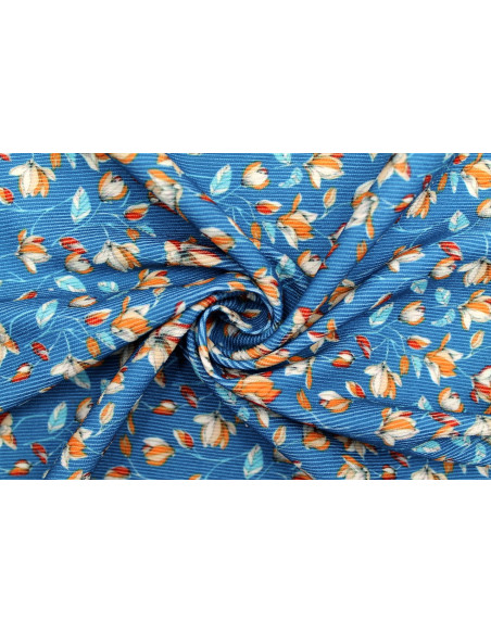 Tissu Velours Côtelé Fleur Magnolia Canard -Au Mètre