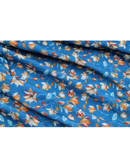 Tissu Velours Côtelé Fleur Magnolia Canard -Au Mètre