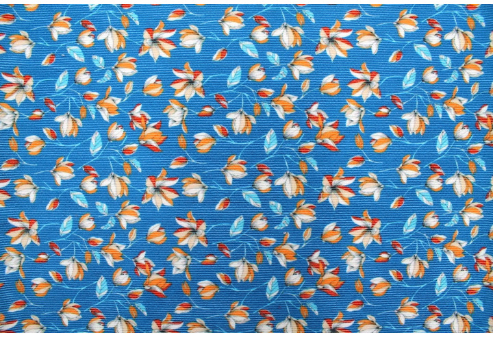Tissu Velours Côtelé Fleur Magnolia Canard -Au Mètre