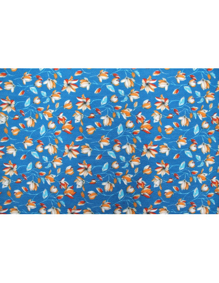 Tissu Velours Côtelé Fleur Magnolia Canard -Au Mètre