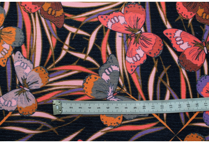 Tissu Velours Côtelé Papillon Noir -Au Mètre