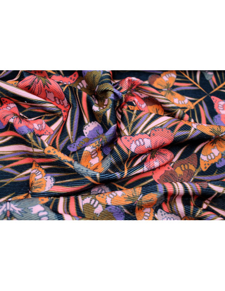 Tissu Velours Côtelé Papillon Noir -Au Mètre
