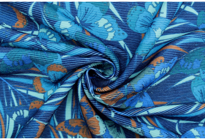 Tissu Velours Côtelé Papillon Marine -Au Mètre