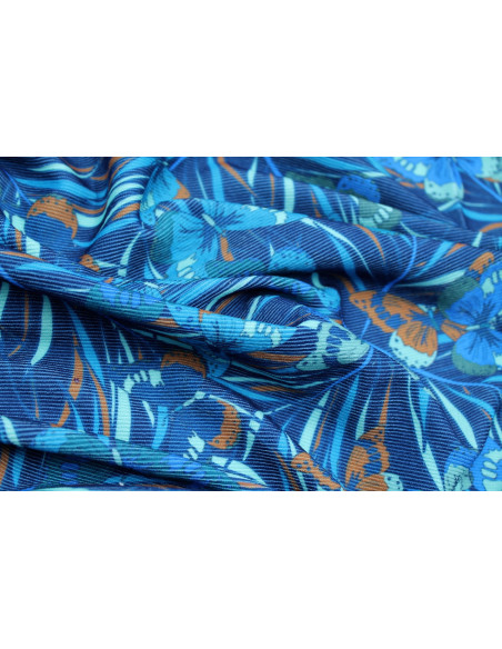 Tissu Velours Côtelé Papillon Marine -Au Mètre