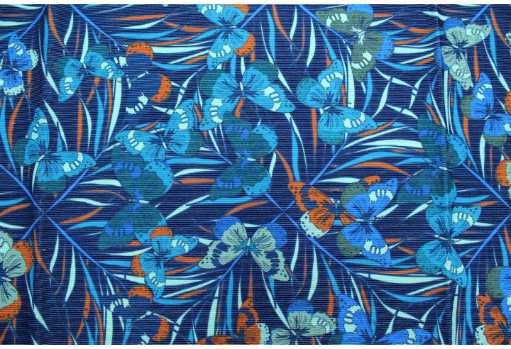 Tissu Velours Côtelé Papillon Marine -Au Mètre