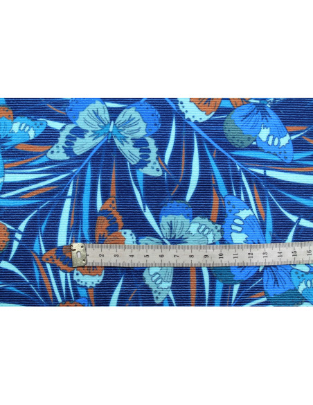 Tissu Velours Côtelé Papillon Marine -Au Mètre