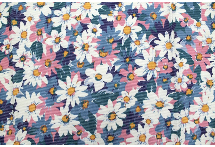 Tissu Velours Côtelé Fleur Jasmin Rose -Au Mètre
