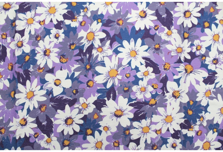 Tissu Velours Côtelé Fleur Jasmin Parme -Au Mètre