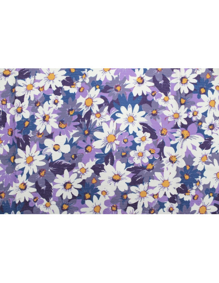 Tissu Velours Côtelé Fleur Jasmin Parme -Au Mètre