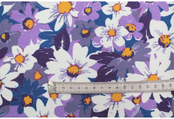 Tissu Velours Côtelé Fleur Jasmin Parme -Au Mètre
