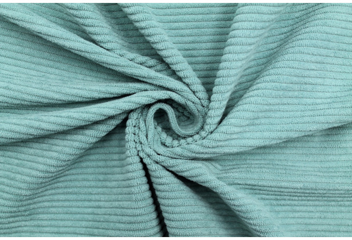 Tissu Velours Maille Côtelé Vert Jade -Au Mètre