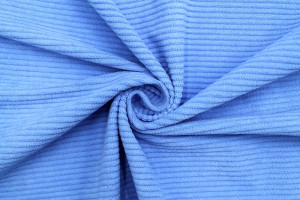 Tissu Velours Maille Côtelé Bleu Azur -Au Mètre