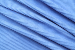 Tissu Velours Maille Côtelé Bleu Azur -Au Mètre 2