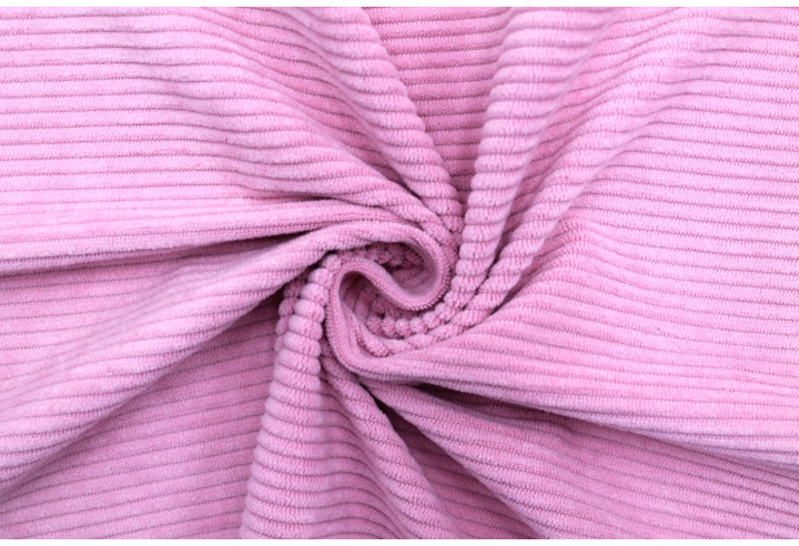 Tissu Velours Maille Côtelé Rose -Au Mètre